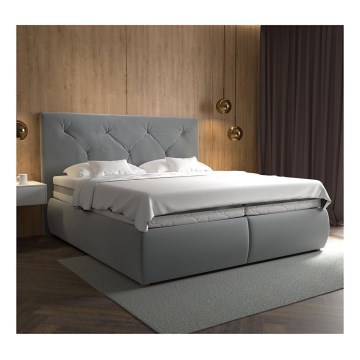 Boxspringbett mit Matratze und Topper ELEN 180x200 cm grau