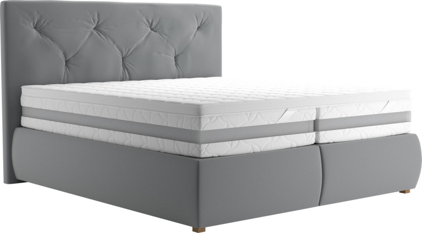 Boxspringbett mit Matratze und Topper ELEN 180x200 cm grau