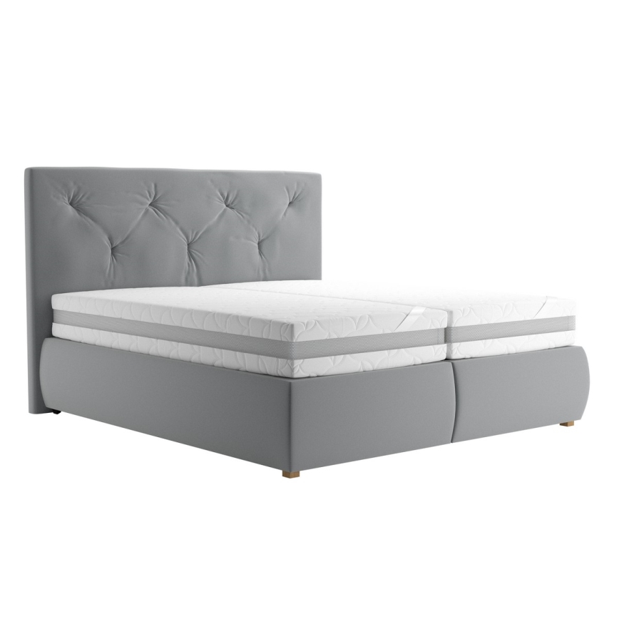 Boxspringbett mit Matratze und Topper ELEN 180x200 cm grau