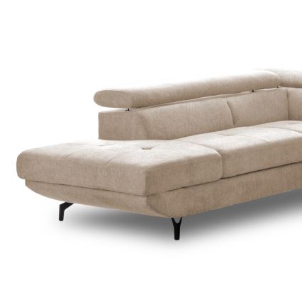 BRESCIA Ecksofa, ausziehbar mit Stauraum, L‑Form, links, Beige