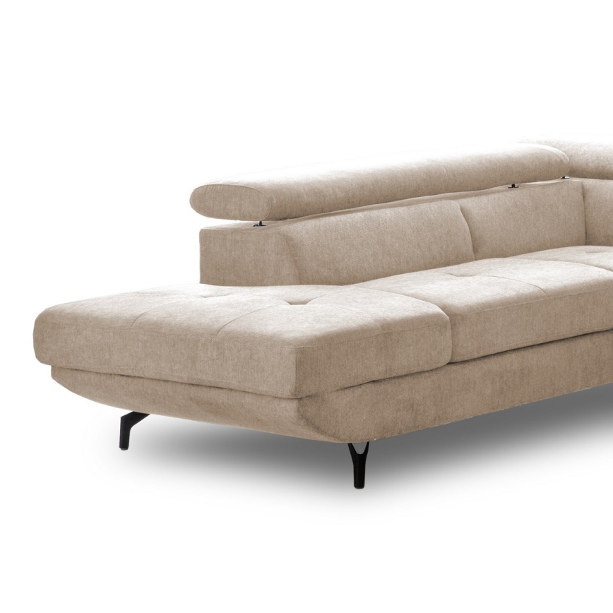 BRESCIA Ecksofa, ausziehbar mit Stauraum, L‑Form, links, Beige