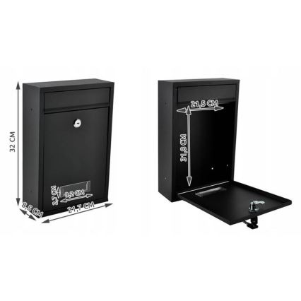 Briefkasten 21,7x32 cm, schwarz