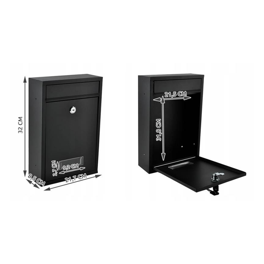 Briefkasten 21,7x32 cm, schwarz