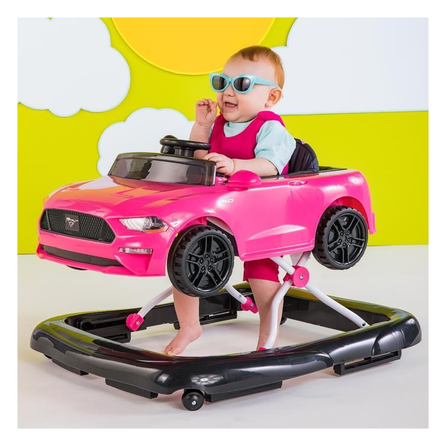 Bright Starts - 3‑in‑1 Baby-Lauflernhilfe FORD MUSTANG, Rosa