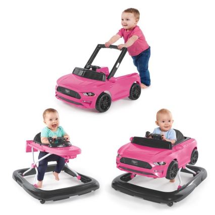 Bright Starts - 3‑in‑1 Baby-Lauflernhilfe FORD MUSTANG, Rosa