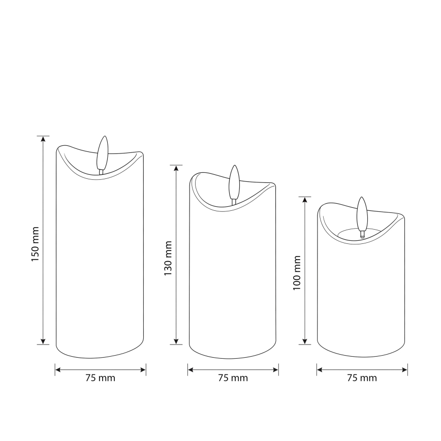 BRILAGI - 3er-Set LED-Kerzen, LED/2xAAA, cremefarben