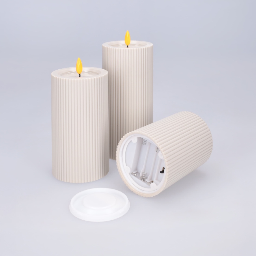 BRILAGI - 3er-Set LED-Kerzen LED/3xAAA cremefarben