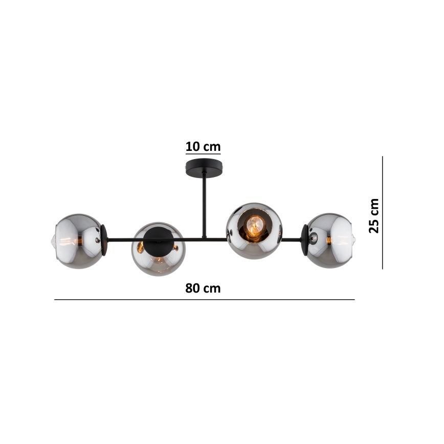 BRILAGI - Anbau-Deckenleuchte DIOR 4xE27/60W/230V schwarz/rauchgrau