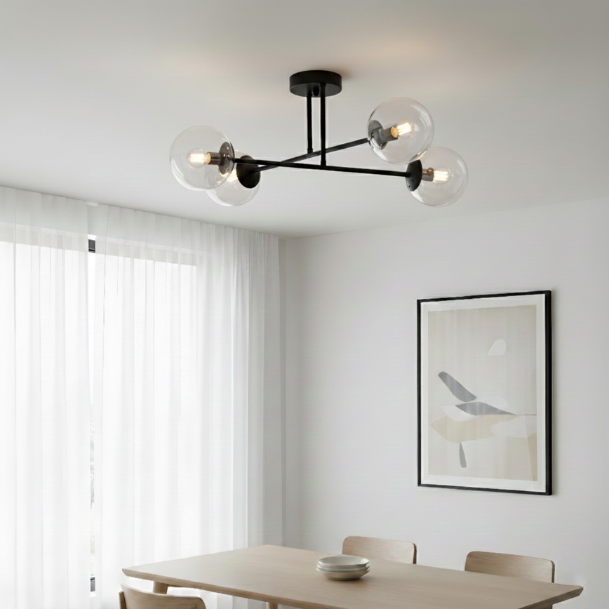 Brilagi - Anbau-Deckenleuchte MALIVA 4xE14/15W/230V schwarz/klar