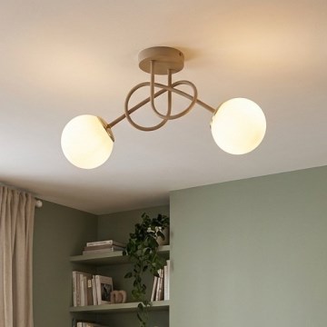 Brilagi - Aufbau-Deckenleuchte MILO ECRU 2xE27/60W/230V, Beige/Gold