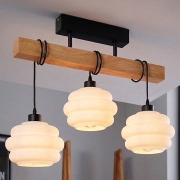 BRILAGI - Aufbau-Deckenleuchte WOOD GLASS 3xE27/60W/230V Kiefer/Schwarz/Weiß