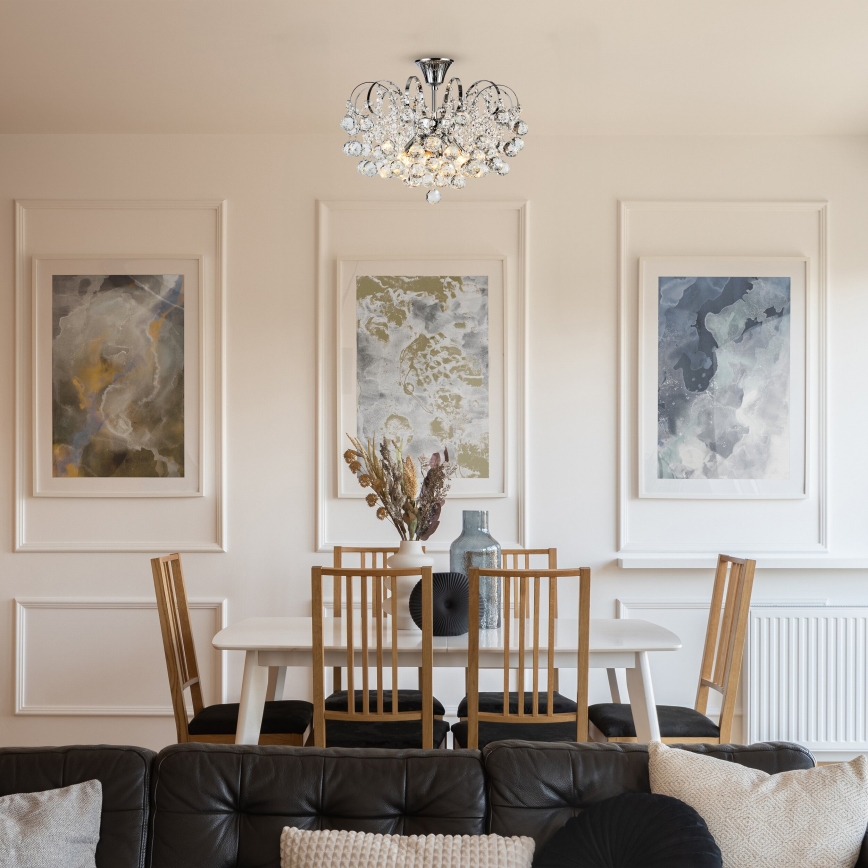 Brilagi - Aufbau-Kronleuchter CRYSTAL 6xE14/60W/230V glänzendes Chrom