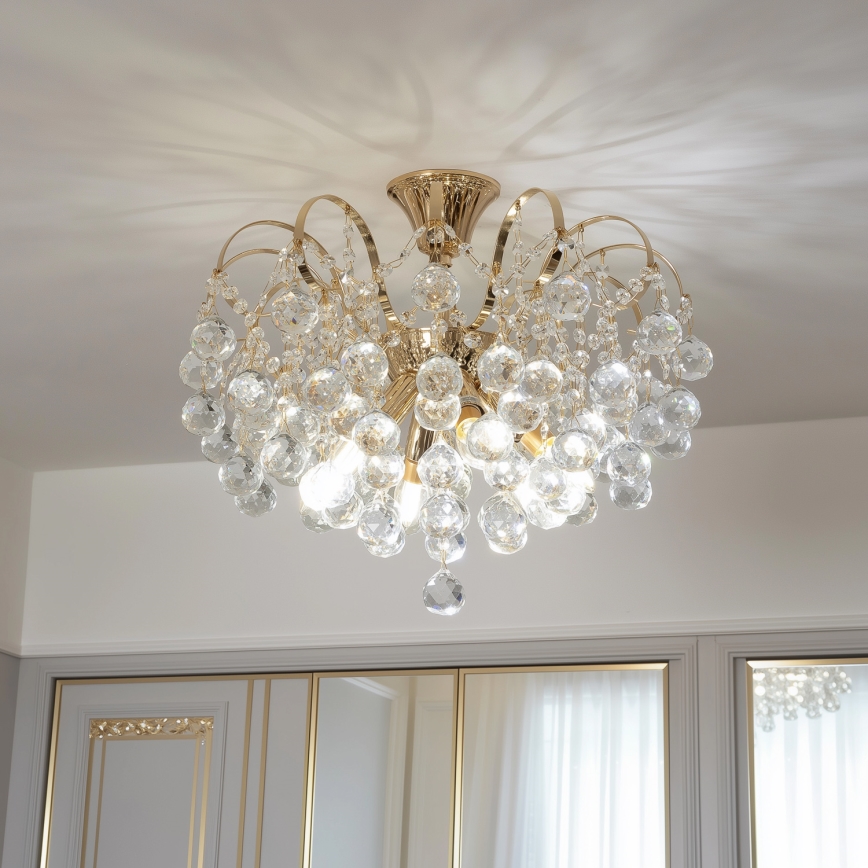 Brilagi - Aufbau-Kronleuchter CRYSTAL 6xE14/60W/230V golden