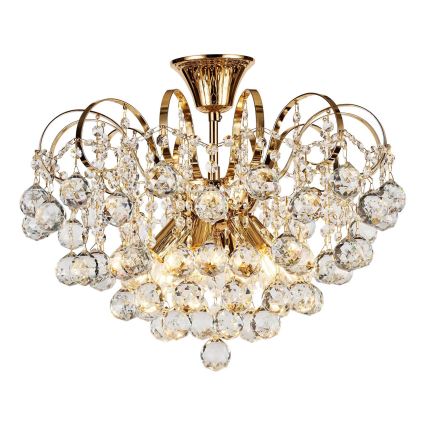 Brilagi - Aufbau-Kronleuchter CRYSTAL 6xE14/60W/230V golden