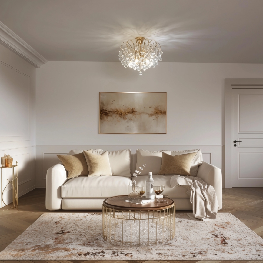 Brilagi - Aufbau-Kronleuchter CRYSTAL 6xE14/60W/230V golden