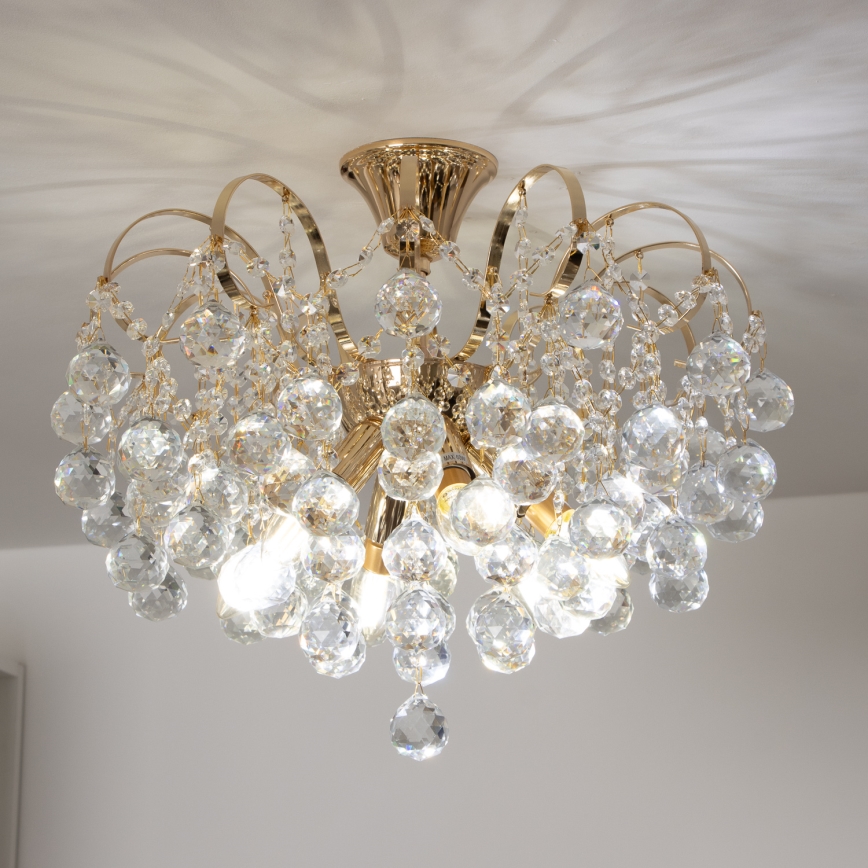 Brilagi - Aufbau-Kronleuchter CRYSTAL 6xE14/60W/230V golden