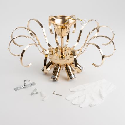 Brilagi - Aufbau-Kronleuchter CRYSTAL 6xE14/60W/230V golden