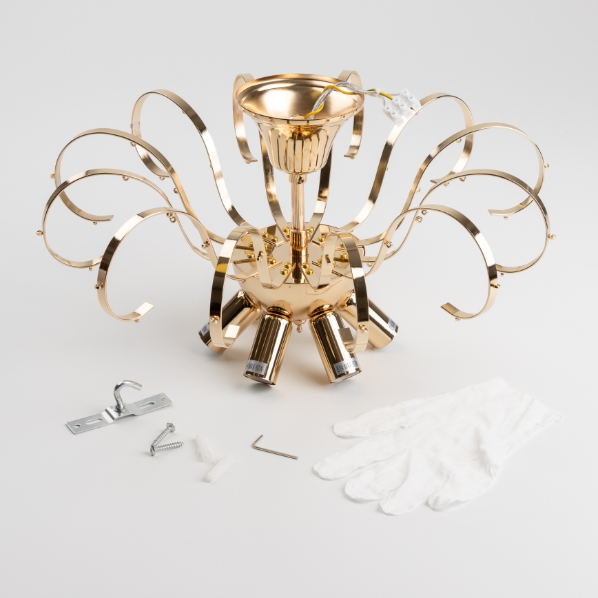 Brilagi - Aufbau-Kronleuchter CRYSTAL 6xE14/60W/230V golden