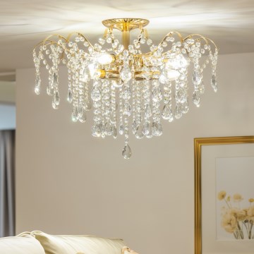 Brilagi - Aufbau-Kronleuchter CRYSTAL 6xE14/60W/230V golden
