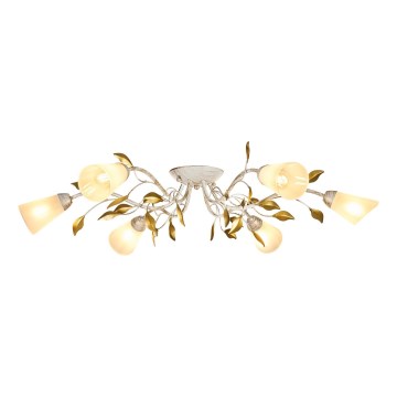 Brilagi - Aufbauleuchte FLORA 6xE14/60W/230V golden/cremefarben/Patina