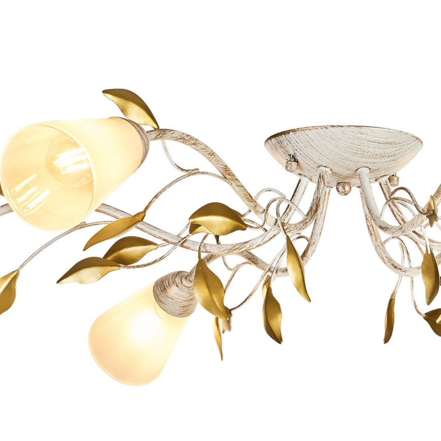 Brilagi - Aufbauleuchte FLORA 6xE14/60W/230V golden/cremefarben/Patina