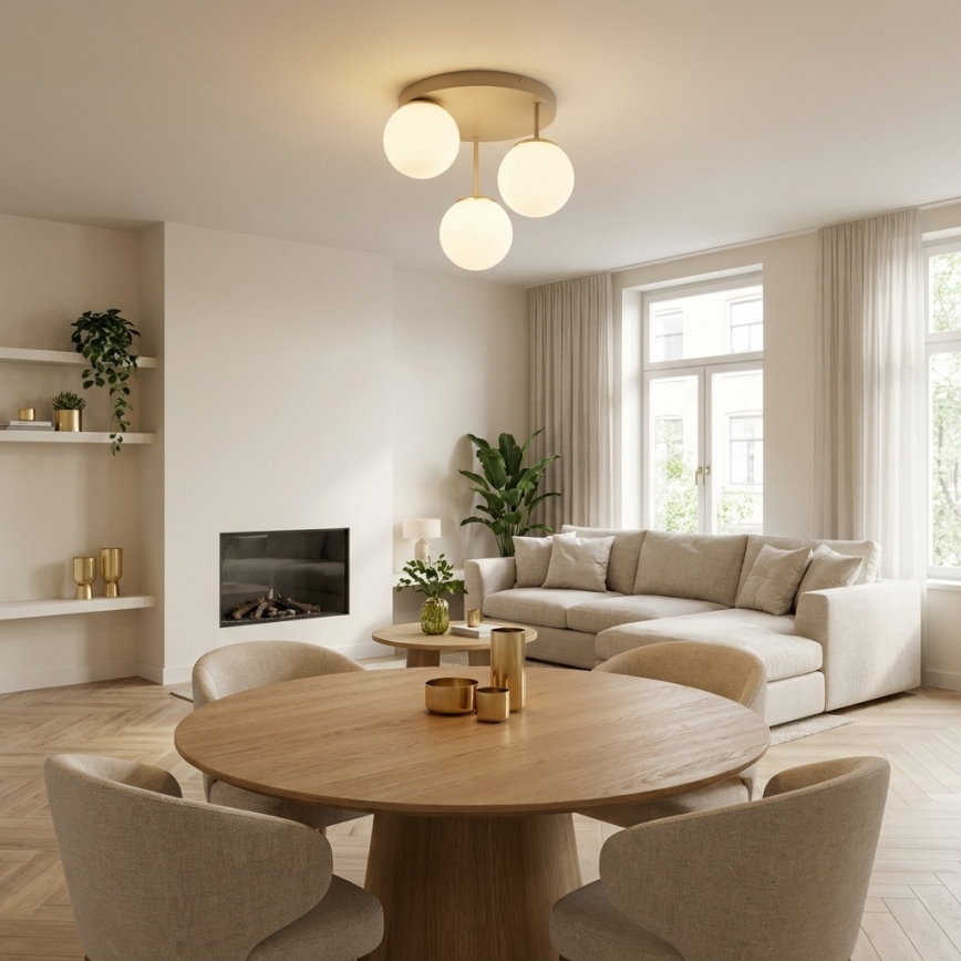 Brilagi - Aufgesetzte Deckenleuchte 3xE27/60W/230V Beige/Gold