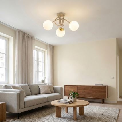 Brilagi - Aufgesetzte Deckenleuchte 3xE27/60W/230V beige/gold
