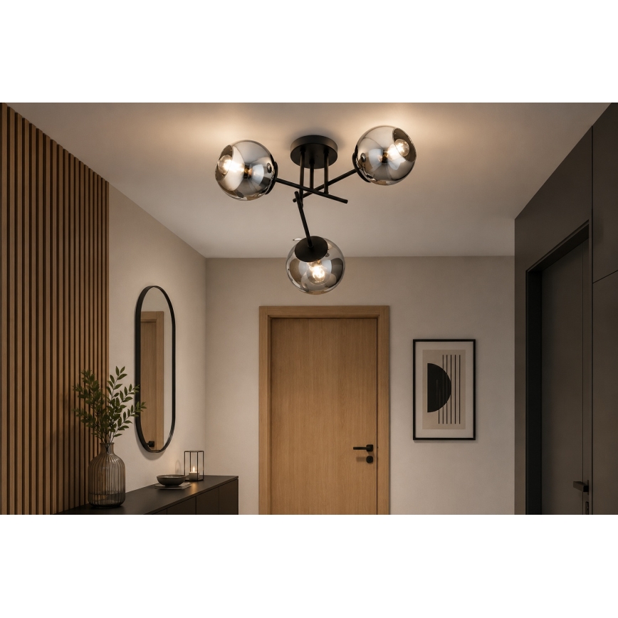 BRILAGI - Aufgesetzte Deckenleuchte DIOR 3xE27/60W/230V schwarz/rauchgrau