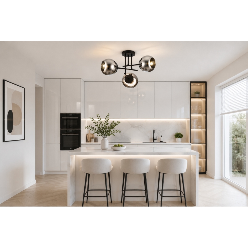 BRILAGI - Aufgesetzte Deckenleuchte DIOR 3xE27/60W/230V schwarz/rauchgrau