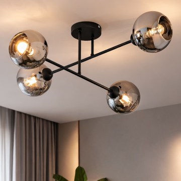 Brilagi - Aufgesetzte Deckenleuchte DIOR 4xE27/60W/230V schwarz/rauchgrau