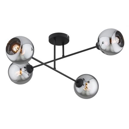 Brilagi - Aufgesetzte Deckenleuchte DIOR 4xE27/60W/230V schwarz/rauchgrau