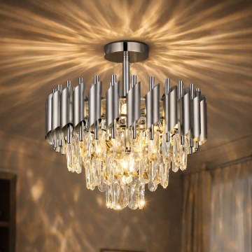 Brilagi - Aufgesetzte Deckenleuchte ECLIPSE 5xE14/10W/230V Ø 38 cm Silber