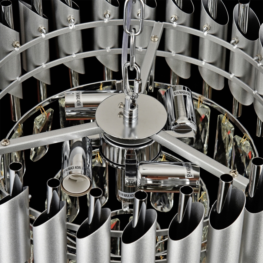 Brilagi - Aufgesetzte Deckenleuchte ECLIPSE 5xE14/10W/230V Ø 38 cm Silber