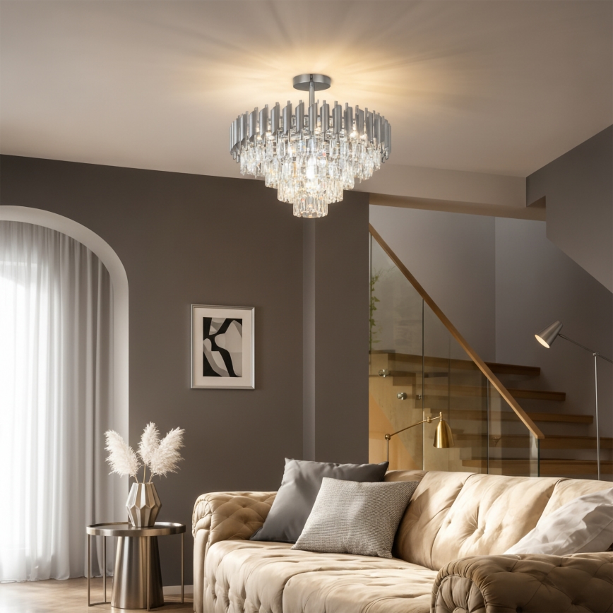 Brilagi - Aufgesetzte Deckenleuchte ECLIPSE 7xE14/10W/230V Ø 48 cm silber