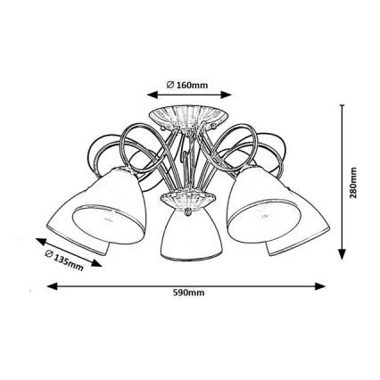 Brilagi - Aufgesetzte Deckenleuchte FRED 5xE27/60W/230V Ø 59 cm Bronze