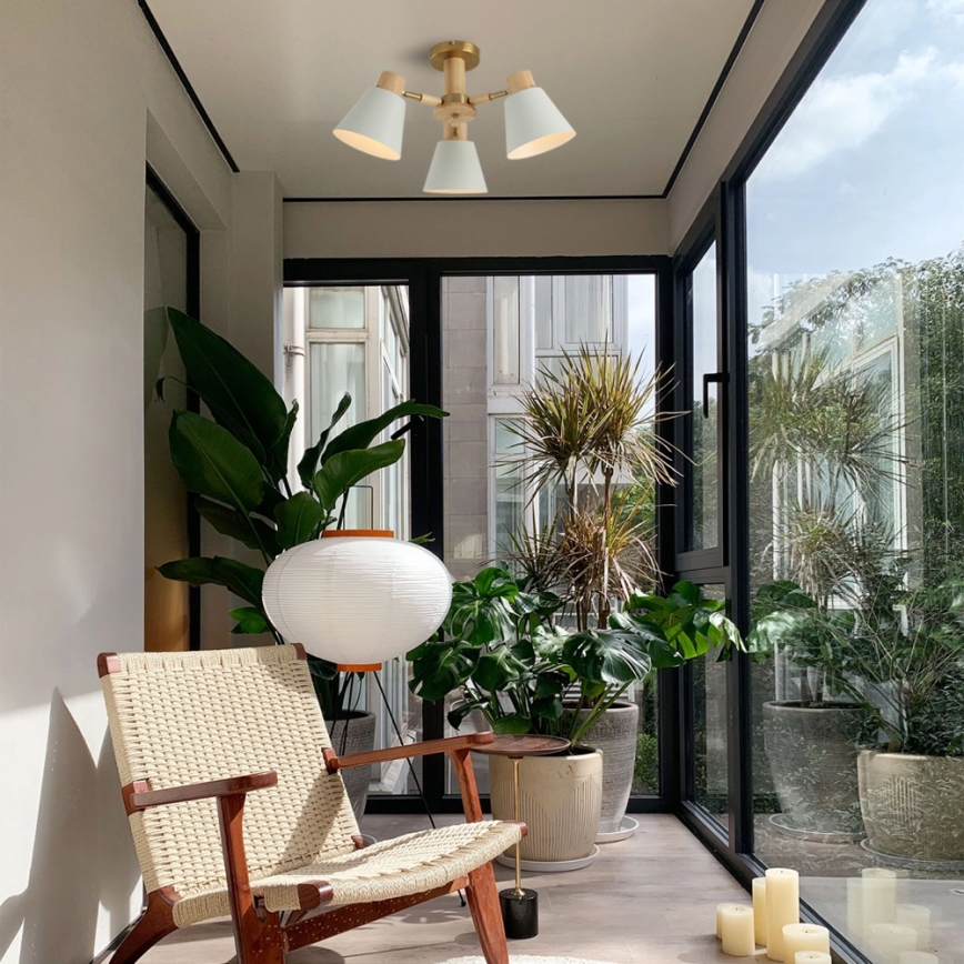 Brilagi - Aufgesetzte Deckenleuchte LUND WOOD 3xE27/40W/230V, Ø 50 cm, Holz