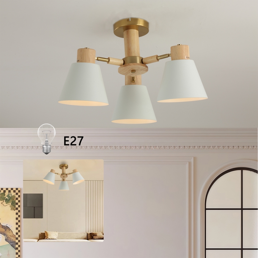 Brilagi - Aufgesetzte Deckenleuchte LUND WOOD 3xE27/40W/230V, Ø 50 cm, Holz