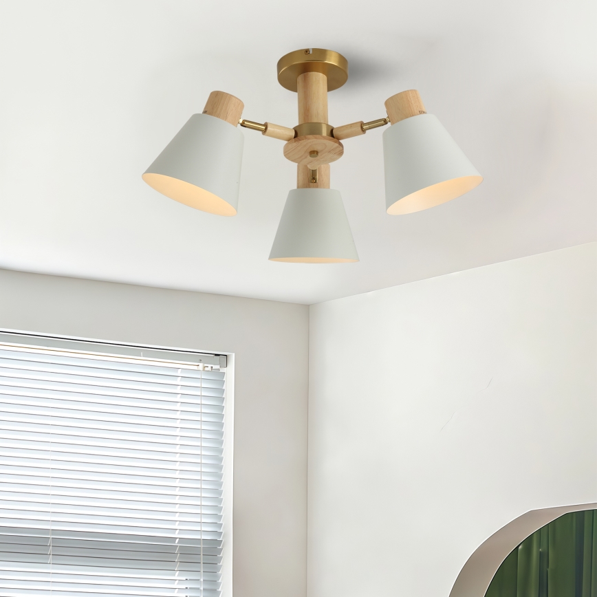 Brilagi - Aufgesetzte Deckenleuchte LUND WOOD 3xE27/40W/230V, Ø 50 cm, Holz