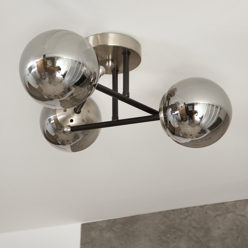 Brilagi - Aufgesetzte Deckenleuchte MALIVA 3xE14/15W/230V mattchrom/rauchglas