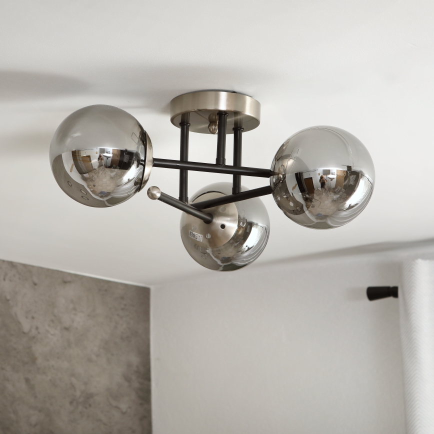 Brilagi - Aufgesetzte Deckenleuchte MALIVA 3xE14/15W/230V mattchrom/rauchglas