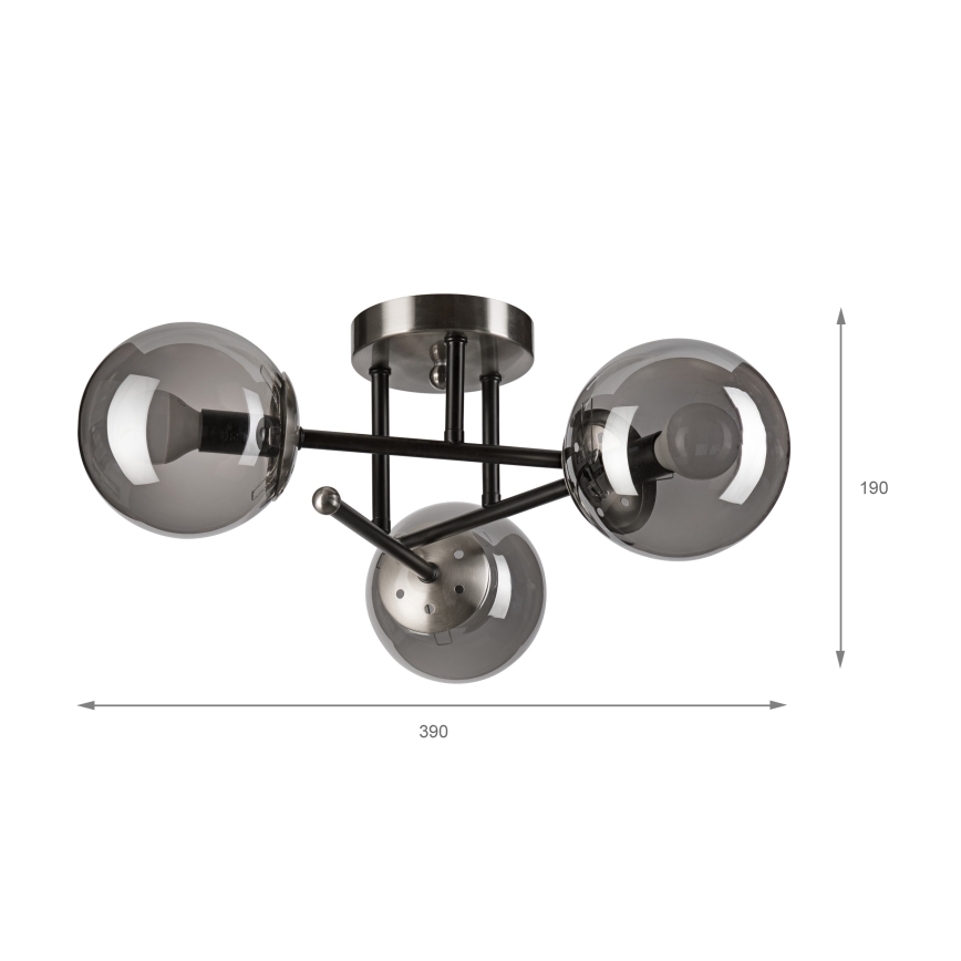 Brilagi - Aufgesetzte Deckenleuchte MALIVA 3xE14/15W/230V mattchrom/rauchglas