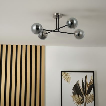 Brilagi - Aufgesetzte Deckenleuchte MALIVA 4xE14/15W/230V mattchrom/rauchglas