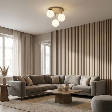 Brilagi - Aufgesetzte Deckenleuchte MILO ECRU 3xE27/60W/230V Beige/Gold