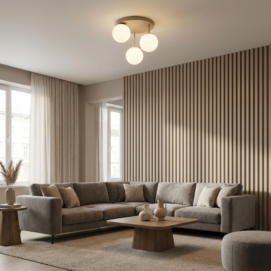 Brilagi - Aufgesetzte Deckenleuchte MILO ECRU 3xE27/60W/230V Beige/Gold