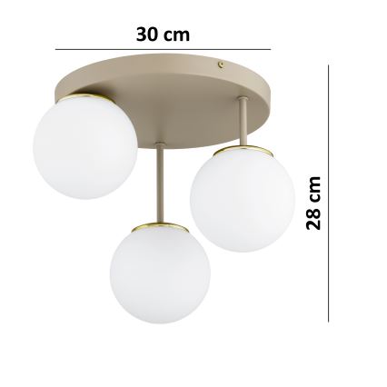 Brilagi - Aufgesetzte Deckenleuchte MILO ECRU 3xE27/60W/230V Beige/Gold