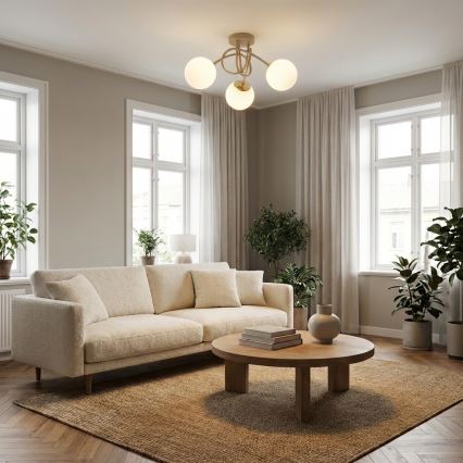Brilagi - Aufgesetzte Deckenleuchte MILO ECRU 3xE27/60W/230V beige/gold