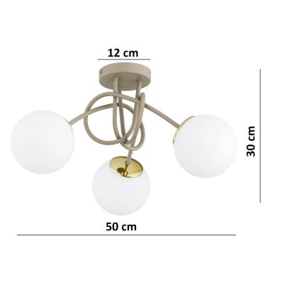 Brilagi - Aufgesetzte Deckenleuchte MILO ECRU 3xE27/60W/230V beige/gold