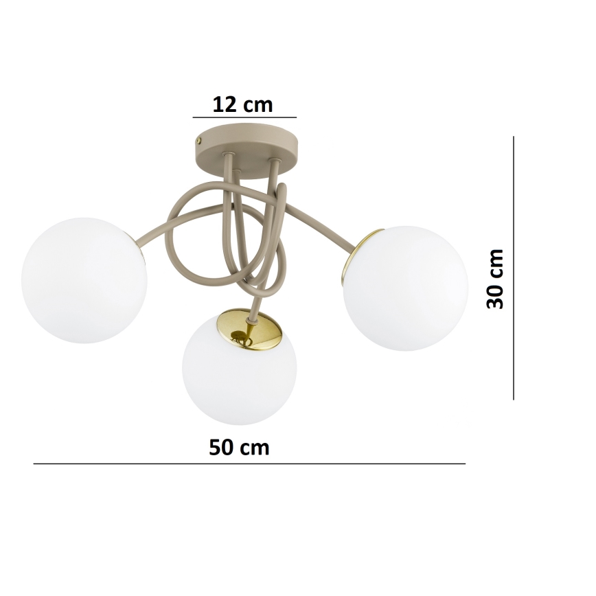 Brilagi - Aufgesetzte Deckenleuchte MILO ECRU 3xE27/60W/230V beige/gold