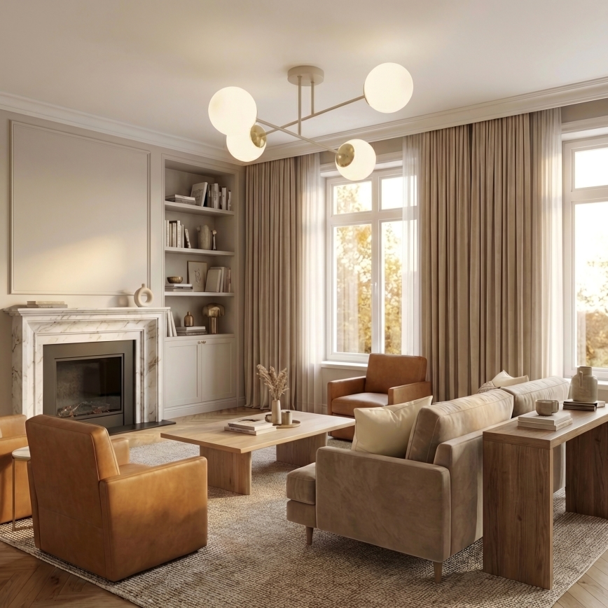 Brilagi - Aufgesetzte Deckenleuchte MILO ECRU 4xE27/60W/230V beige/gold