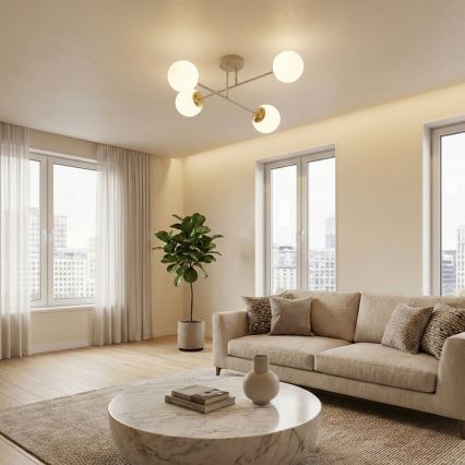 Brilagi - Aufgesetzte Deckenleuchte MILO ECRU 4xE27/60W/230V beige/gold
